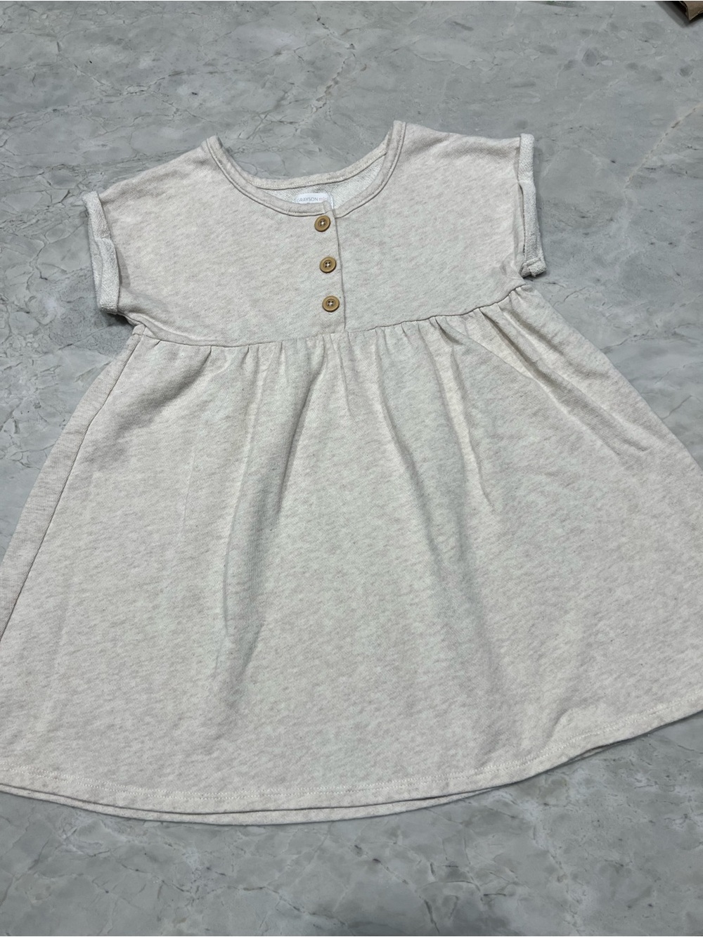Toddler Cream Button-Front Casual Dress